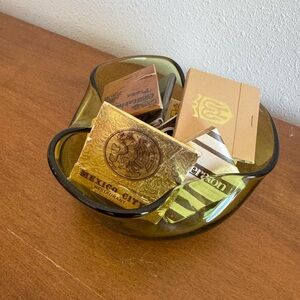 Elegant Glass Bowl - Olive Green